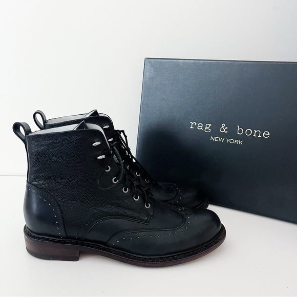 Rag & Bone Black Genuine Leather Size 9.5 Cozen Ankle Boot Booties - Picture 4 of 6